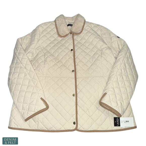 NEW Lauren Ralph Lauren Moda Cream Quilted Corduroy Trim Jacket Plus Size XXL - Picture 6 of 16
